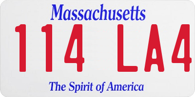 MA license plate 114LA4