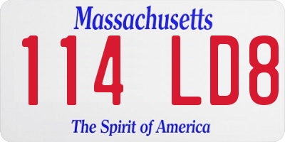 MA license plate 114LD8