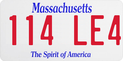 MA license plate 114LE4