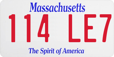 MA license plate 114LE7