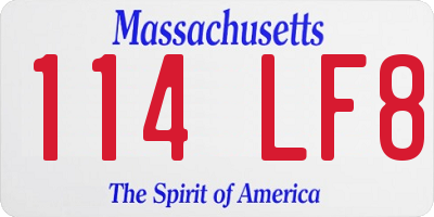 MA license plate 114LF8