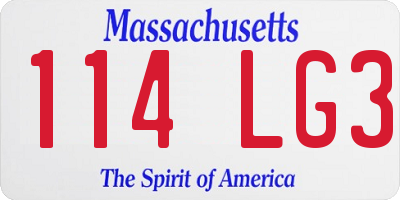 MA license plate 114LG3