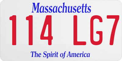 MA license plate 114LG7