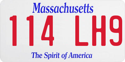 MA license plate 114LH9