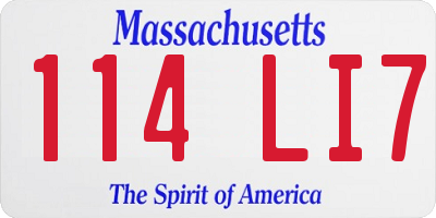 MA license plate 114LI7