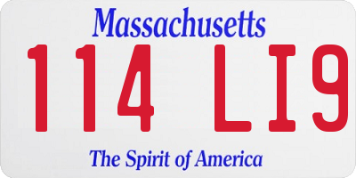 MA license plate 114LI9