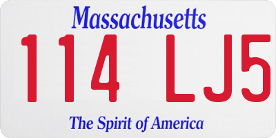 MA license plate 114LJ5