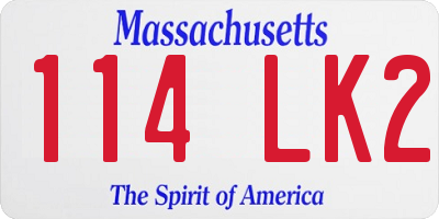 MA license plate 114LK2