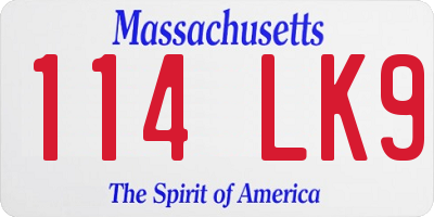 MA license plate 114LK9