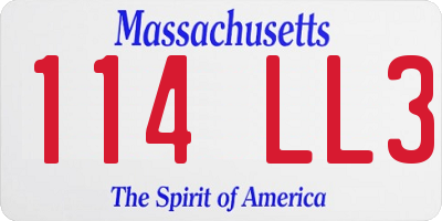 MA license plate 114LL3