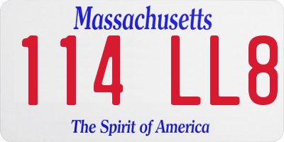 MA license plate 114LL8