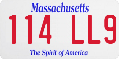 MA license plate 114LL9