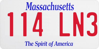 MA license plate 114LN3
