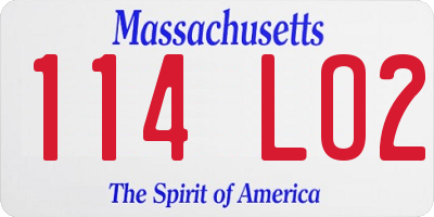 MA license plate 114LO2
