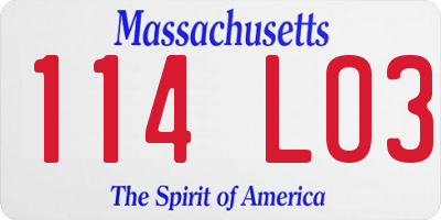 MA license plate 114LO3