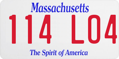 MA license plate 114LO4