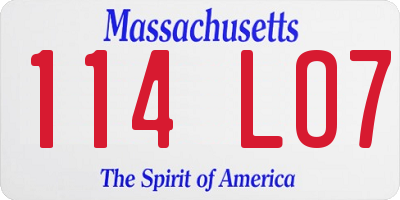 MA license plate 114LO7