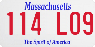 MA license plate 114LO9