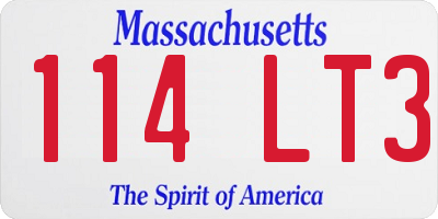 MA license plate 114LT3