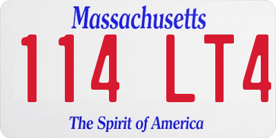 MA license plate 114LT4