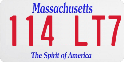 MA license plate 114LT7