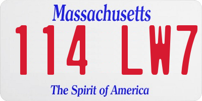 MA license plate 114LW7