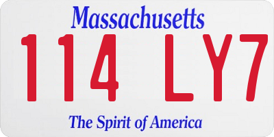 MA license plate 114LY7