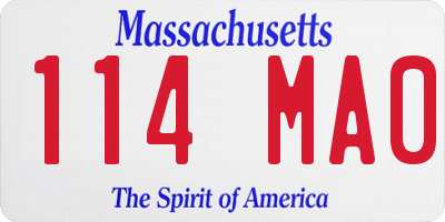 MA license plate 114MA0