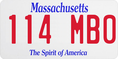 MA license plate 114MB0