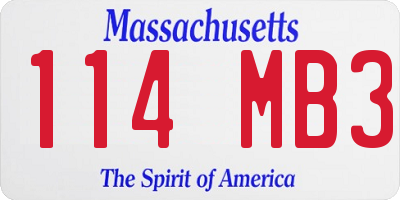MA license plate 114MB3