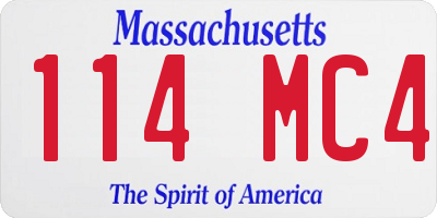 MA license plate 114MC4