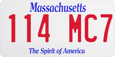 MA license plate 114MC7