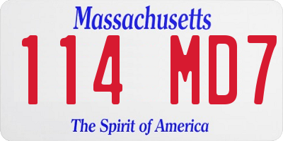 MA license plate 114MD7