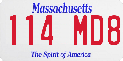MA license plate 114MD8