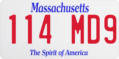 MA license plate 114MD9