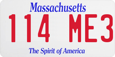 MA license plate 114ME3