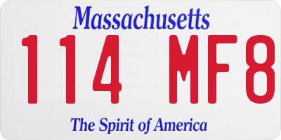 MA license plate 114MF8