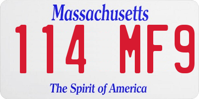 MA license plate 114MF9