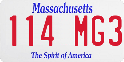 MA license plate 114MG3