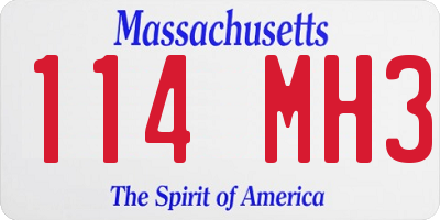 MA license plate 114MH3