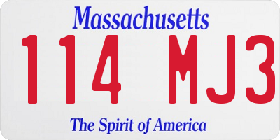 MA license plate 114MJ3