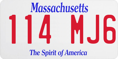 MA license plate 114MJ6