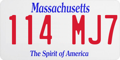 MA license plate 114MJ7