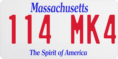 MA license plate 114MK4