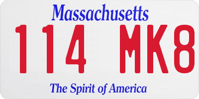 MA license plate 114MK8