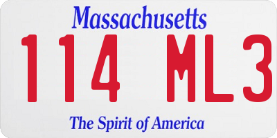 MA license plate 114ML3