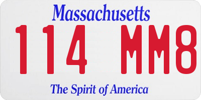 MA license plate 114MM8