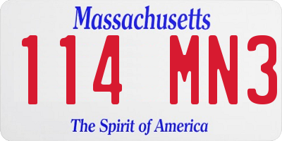 MA license plate 114MN3