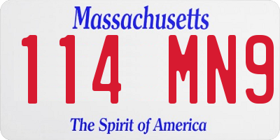 MA license plate 114MN9