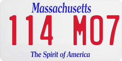 MA license plate 114MO7